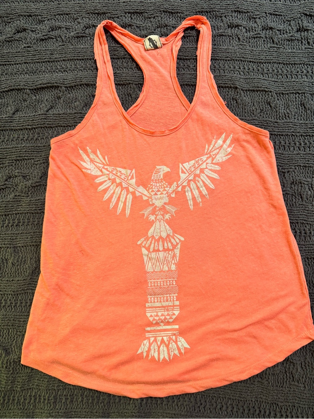 Empyre Coral Racerback Tank with White Eagle Graphic (Small, Women)